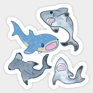 Cute Swimming Sharks Pattern Sticker